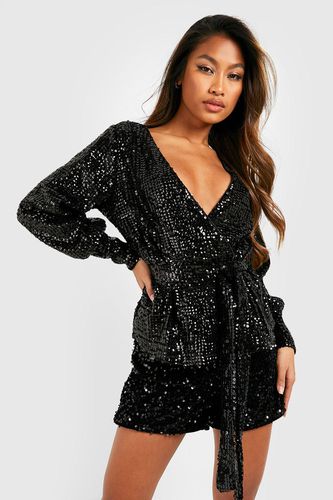 Womens Sequin High Waist Fitted Short - - 12 - boohoo - Modalova