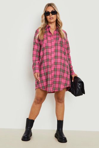 Womens Plus Brushed Check Shirt Dress - - 18 - boohoo - Modalova