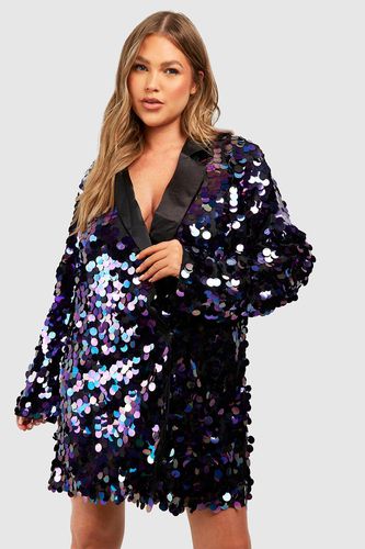 Womens Plus Sequin Disc Oversized Blazer Dress - - 22 - boohoo - Modalova