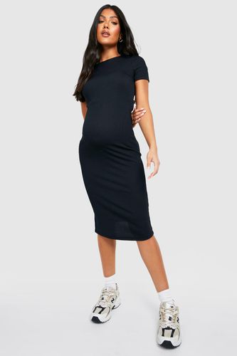 Womens Maternity Rib Short Sleeve Midi Dress - - 14 - boohoo - Modalova