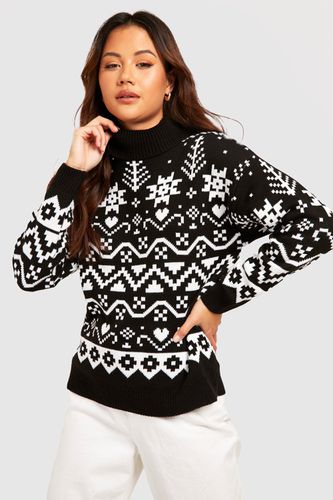 Womens Petite Fairisle Roll Neck Christmas Jumper - - L - boohoo - Modalova