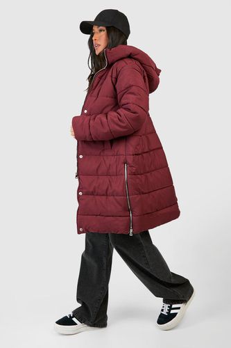 Womens Petite Longline Zip Detail Puffer Jacket - - 4 - boohoo - Modalova