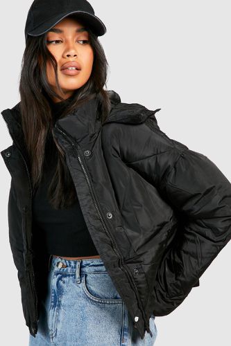 Womens Hooded Puffer Jacket - - 10 - boohoo - Modalova