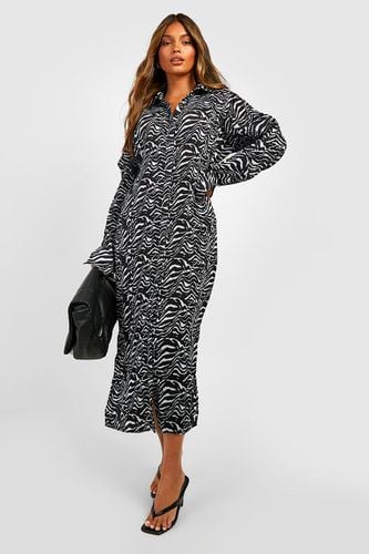 Womens Premium Plisse Zebra Shirt Dress - - 10 - boohoo - Modalova