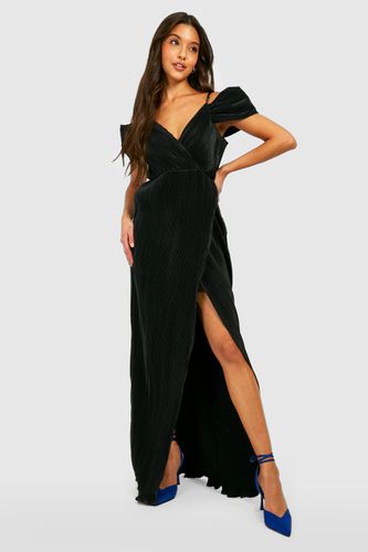 Womens Plisse Cold Shoulder Wrap Maxi Dress - - 10 - boohoo - Modalova