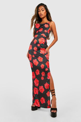 Womens Floral Asymmetric Maxi Slip Dress - - 14 - boohoo - Modalova