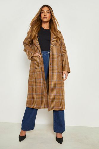 Womens Check Wool Look Coat - - 12 - boohoo - Modalova