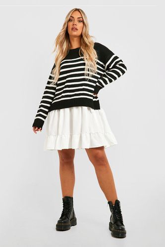 Womens Plus Knitted Stripe Jumper 2 In 1 Shirt Dress - - 16-18 - boohoo - Modalova