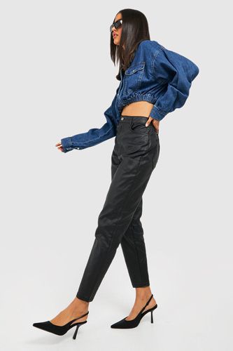 Womens Coated High Waisted Mom Jeans - - 8 - boohoo - Modalova