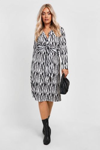 Womens Plus Zebra Woven Midi Shirt Dress - - 16 - boohoo - Modalova