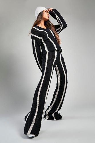 Womens Stripe Crochet Knitted Co-ord - - XL - boohoo - Modalova