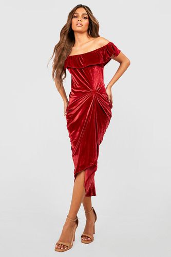 Womens Drape Sleeve Velvet Ruched Dress - - 8 - boohoo - Modalova