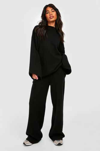 Womens Knitted Funnel Neck Jumper And Flare Co-ord - - L - boohoo - Modalova