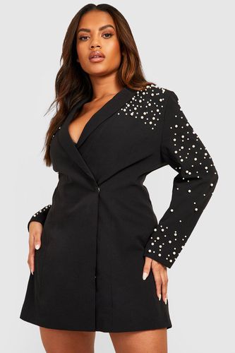 Womens Plus Pearl Embellished Blazer Dress - - 26 - boohoo - Modalova