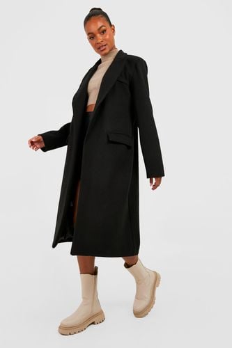 Womens Tall Double Breasted Pocket Wool Look Coat - - 10 - boohoo - Modalova
