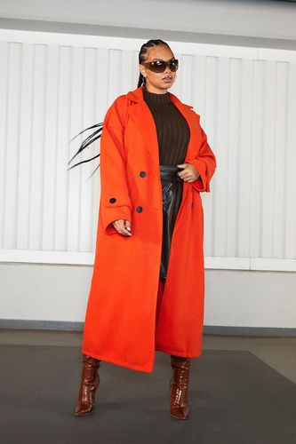 Womens Plus Premium Wool Look Longline Coat - - 18 - boohoo - Modalova