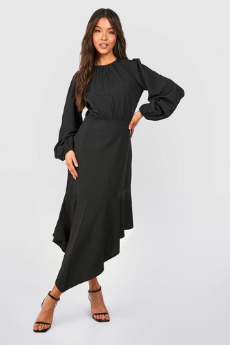 Womens Long Sleeve Frill Hem Asymmetric Midi Dress - - 12 - boohoo - Modalova