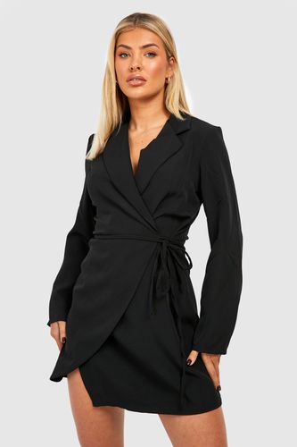 Womens Tie Waist Wrap Front Blazer Dress - - 10 - boohoo - Modalova