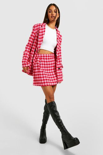 Womens Dogtooth Tailored Mini Skirt - - 10 - boohoo - Modalova