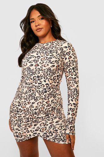 Womens Plus Leopard Slinky Top & Skirt Co-ord - - 28 - boohoo - Modalova