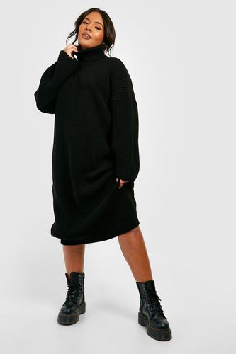Womens Plus Knitted Roll Neck Midi Jumper Dress - - 18 - boohoo - Modalova