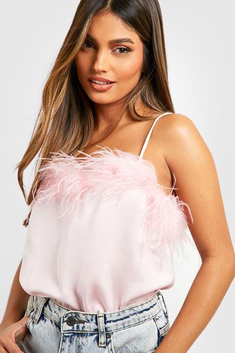 Womens Wispy Feather Satin Cami Top - - 10 - boohoo - Modalova