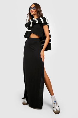 Womens Basic Solid High Waisted Split Maxi Skirt - 10 - boohoo - Modalova