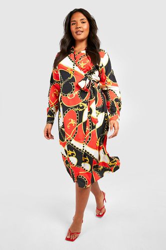 Womens The Plus Printed Wrap Midi Dress - - 16 - boohoo - Modalova