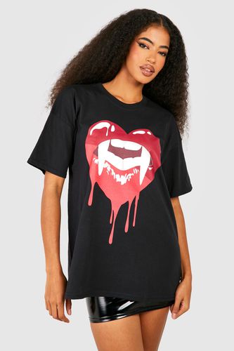 Womens Vampire Lips Halloween Printed Oversized T-shirt - - S - boohoo - Modalova