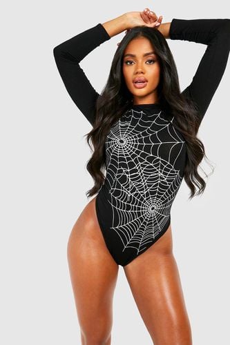 Womens Halloween Web Print Bodysuit - - 6 - boohoo - Modalova