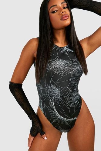 Womens Halloween Cobweb Racer Slinky Bodysuit - - 6 - boohoo - Modalova