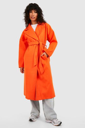 Womens Super Oversized Textured Belted Wool Coat - - 10 - boohoo - Modalova