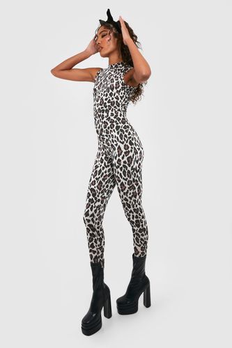 Womens Tall Halloween Sleeveless High Neck Leopard Print Unitard - - 14 - boohoo - Modalova