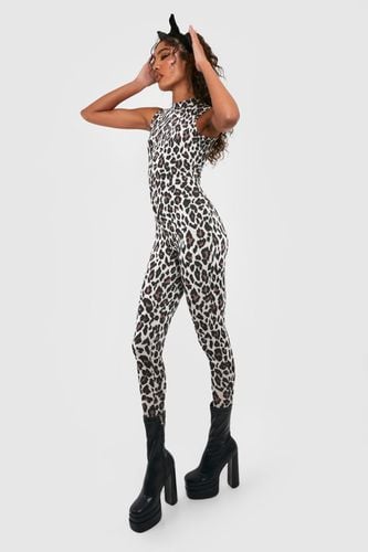 Womens Tall Halloween Sleeveless High Neck Leopard Print Unitard - - 16 - boohoo - Modalova
