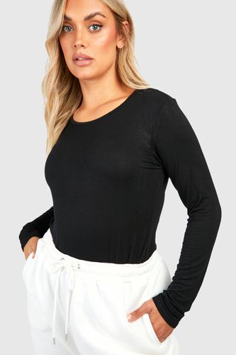 Womens Plus Basic Scoop Neck Long Sleeve T-shirt - - 24 - boohoo - Modalova