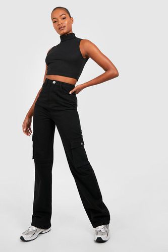 Womens Tall High Waisted Straight Fit Cargo Jeans - - 12 - boohoo - Modalova