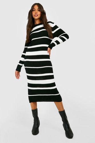 Womens Stripe Knitted Midi Dress - - M - boohoo - Modalova
