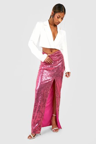 Womens Side Split Sequin Maxi Skirt - - 6 - boohoo - Modalova