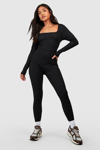 Womens Petite Basic Square Neck Jersey Unitard Jumpsuit - - 16 - boohoo - Modalova