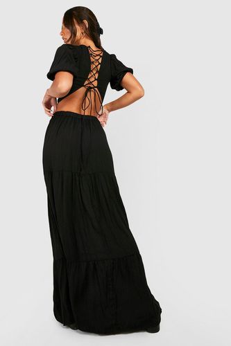 Womens Tall Crinkle Tie Detail Crop And Maxi Skirt Set - - 10 - boohoo - Modalova