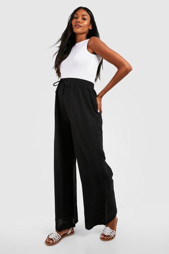 Womens Maternity Linen Drawstring Wide Leg Trousers - - 14 - boohoo - Modalova