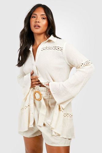 Womens Plus Trim Detail Cheesecloth Shirt - - 18 - boohoo - Modalova