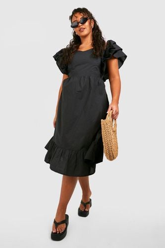 Womens Plus Ruffle Sleeve Midi Dress - - 18 - boohoo - Modalova