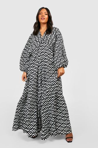 Womens Plus Geo Plunge Maxi Dress - - 16 - boohoo - Modalova