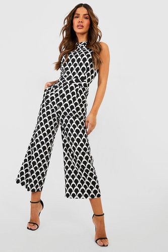 Womens High Neck Geo Print Jumpsuit - - 14 - boohoo - Modalova