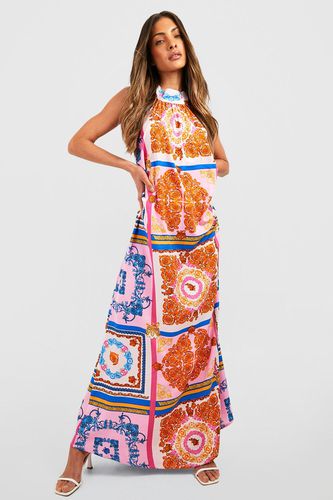 Womens Scarf Print Halterneck Maxi Dress - - 16 - boohoo - Modalova