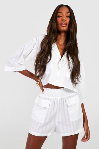 Womens Premium Textured Pocket Detail Crop Shirt & Shorts - - 14 - boohoo - Modalova