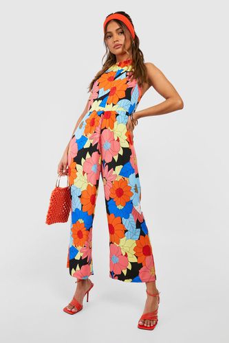 Womens Bold Floral Print Culotte Jumpsuit - - 12 - boohoo - Modalova