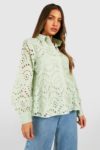 Womens Broderie Smock Shirt - - 16 - boohoo - Modalova