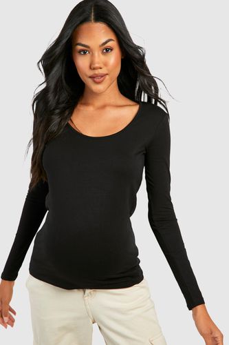 Womens Maternity Basic Long Sleeve Scoop Neck Top - - 10 - boohoo - Modalova